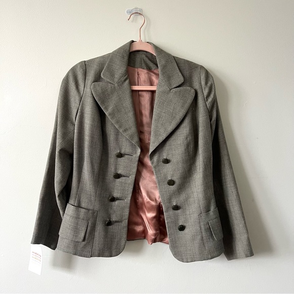 Vintage 1940s Blazer, Gray Tone, Double Breasted Buttons, Rounded Lapel, Size S - Picture 1 of 9